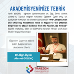 Dr. Öğr. Üyesi Ahmet Gülenç'e Tebrik